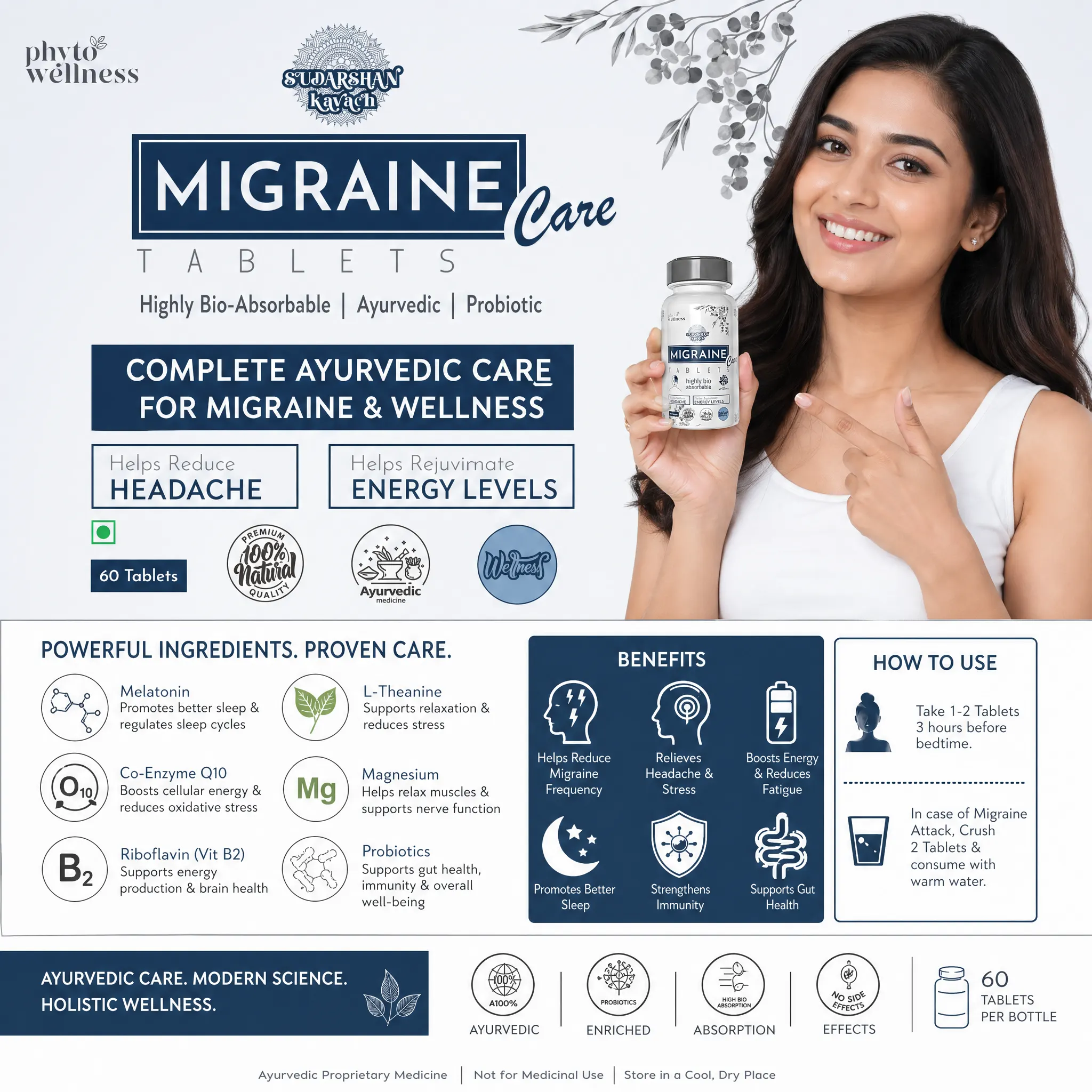 Probiotic Migraine Care 60 Tablets (HS00619)